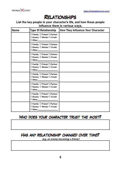 Character Creation Worksheet Preview 8